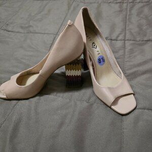 Katy Perry Beige Open Toe Block Heels